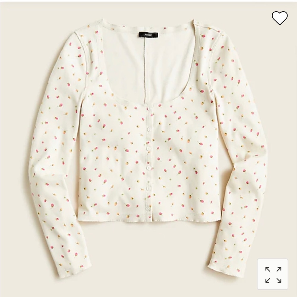 J crew scoopneck ribbed cardigan rosebud print